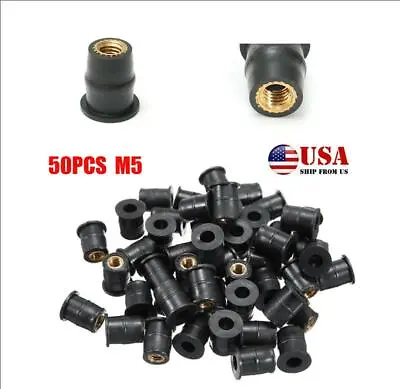 $12.82 • Buy 50PCS M5 Bolts Motorcycle Metric Rubber Windshield Windscreen Fairing Well Nuts
