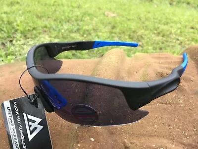 Maxx Sniper HD Sunglasses Black Blue Smoke Lens Mirrored  • $19.95