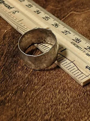 Native American Handmade Hammered Sterling Silver Ring Unmarked Size 8.75 Cigar • $19.99