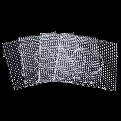 4X 5mm Large Square Fuse Beads Boards Clear Plastic Pegboards Kids Craft Beads T • £5.89