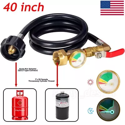 Propane Refill Adapter Hose With Pressure Gauge QCC1 Type For 1 To 20Lb Gas Tank • $19.99