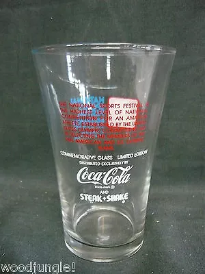 Vintage STEAK N SHAKE COCA COLA GLASS INDIANAPOLIS NATIONAL SPORTS FESTIVAL 1982 • $14.95