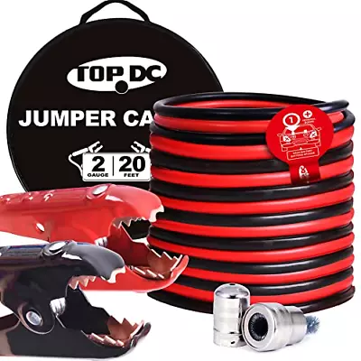 TOPDC Jumper Cables 2 Gauge 20 Feet Heavy Duty Booster Cables With Carry Bag • $48.72