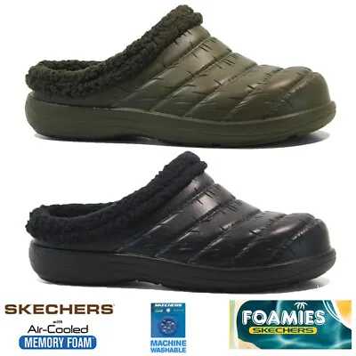 £24.95 • Buy Mens Skechers Slippers Cushioned Cozy Memory Foam Fur Mules Shoes Clogs Size