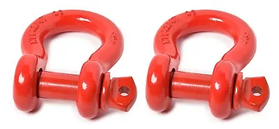 2 (Two) Premium RED D-Ring 3/4  Bow Shackle Screw Pin 10500 LB Capacity Jeep CJ • $26.05