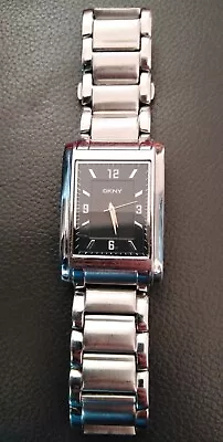 £15.99 • Buy DKNY Watch Vintage Silver Metal Bracelet Men's Quartz New Battery Fitted Black 