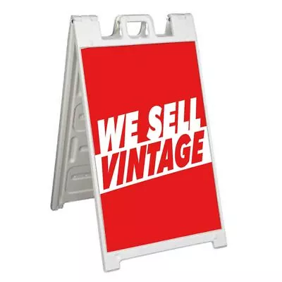 WE SELL VINTAGE Signicade 24x36 Aframe Sidewalk Sign Banner Decal ANTIQUE THRIFT • $42.70