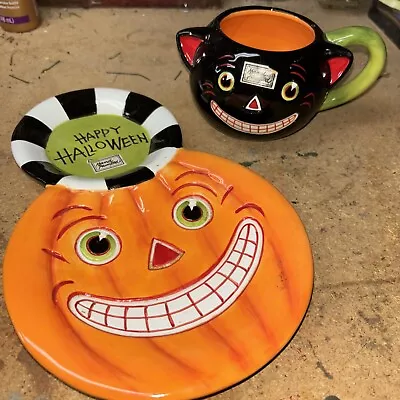 Vintage Halloween Dept 56 Tea Cup And Jack O Lantern Plate • $9.95