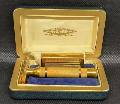 Vintage 1930's New Gold Bostonian Set DE Open Comb 3 Piece Razor & Case • $139.99