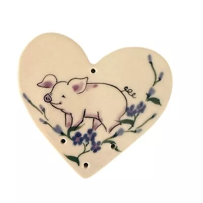 K SMILEY Vintage Farmhouse Ceramic Wall Plaque Hanging Decor Pig In Flowers 4x4” • $12.95
