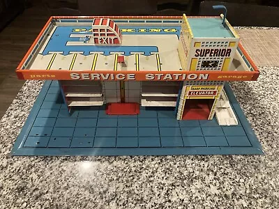 Brumberger T Cohen Superior Service Station Garage Tin Litho Toy Set • $125