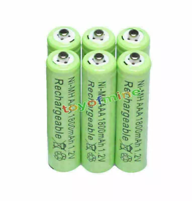 6x AAA 1800mAh 1.2V Ni-MH 3A Green Color Rechargeable Battery Cell • $12.42