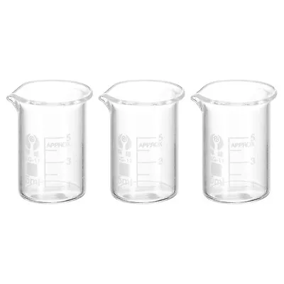 3Pcs 5ml Low Form Glass Beaker 3.3 Glass Graduated Measuring Cups • £5.73