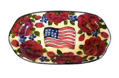 LESAL Ceramics Lisa Lindberg Van Nortwick Roses Floral And American Flag 8 7/8  • $39.99
