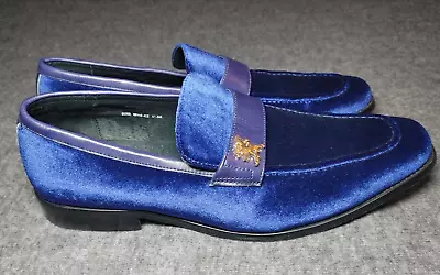 Men's Stacy Adams SIZE 11.5 Velour Slip On Comfort Shoes Royal Blue EUC • $49.99