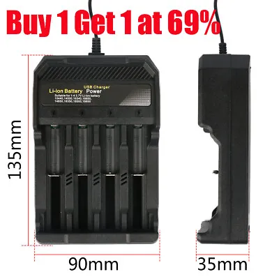 USB 3.7V Battery Charger 4 Slots Rechargeable Lithium Battery Charger Black UK • £5.61