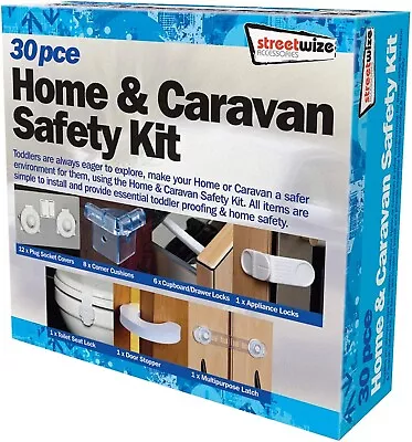 Home & Caravan Safety Kit [30 Pcs] Plug Socket Cover Latch Cushion Locks Etc • £6.99