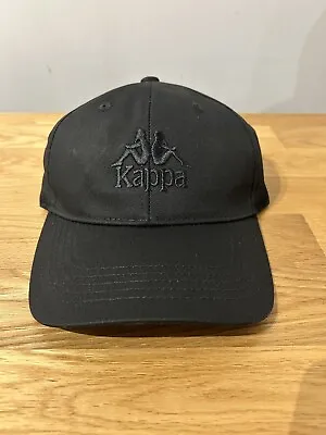 Kappa Logo Baseball Cap Black Hat One Size Classic Casuals Retro Summer 80’s New • £10