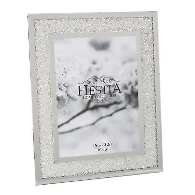 Silver Photo Frame Crystal Edge Mirrored Border Hestia Gift Picture 6 X 8  • £11.38