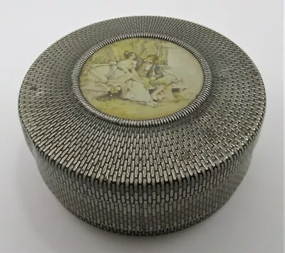 Round NABISCO™ Metal Cookie Tin 1940's Basket Weave Design Love Scene  • $5.99