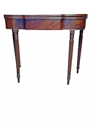 Philadelphia Game Card Table Fine Mahogany Reeded Legs Serpentine Top 1820 • $385