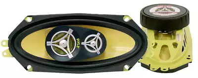 PYLE PLG413 - 4”x 10” Inch Three Way Sound Speaker System - Yellow Poly Cone Pro • $65.82