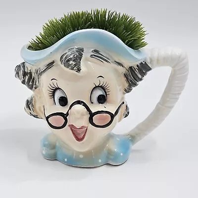 Vintage 1960 Enesco Mug Funny Grandma Planter Porcelain Kitschy Retro Japan Read • $34.95