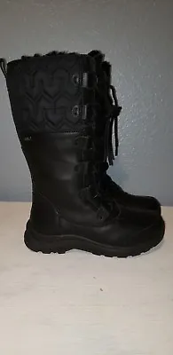 New Womens Black Ugg ❤ Atlason 1017433 Waterproof Leather Nylon  Boots Sz 5.5 • $124.97