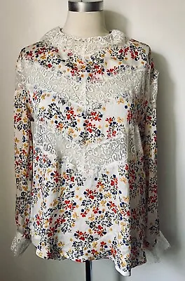 Sister Jane Liberty Print Lace Insert Blouse M Worn Once • £25