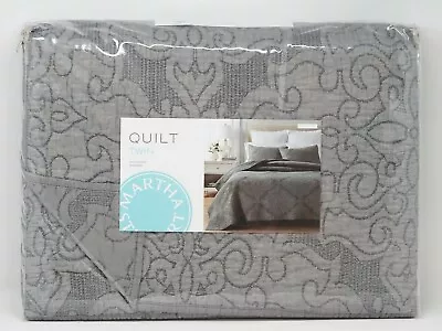 Martha Stewart Collection Gilded Age 100% Cotton Medallion QUILT ONLY  TWIN Gray • $41.18