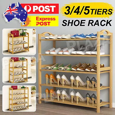 $25.95 • Buy Storage Organizer 3-5 Tiers Layers Bamboo Shoe Rack Wooden Shelf Stand Shelves