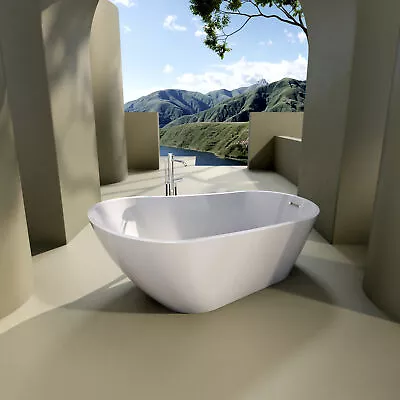 Modern High-Gloss White 59 X30.75  Acrylic Freestanding Bathtub Soaking Tub NEW • $887.99