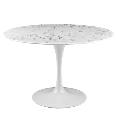 47  Round Tulip Table Dining Table Genuine Stone Artificial Marble Top WhiteBase • $949.96