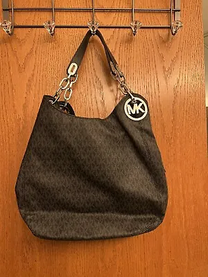 Michael Kors Signature Large Fulton Shoulder Bag Black Preowned • $50