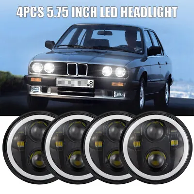 4x 5-3/4 5.75  LED Headlight W/H4 Lights Fit BMW 325i 528i 535i 735i E30 • $139.99