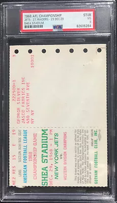 1968 Afl Championship Ticket Stub Jets Vs Raiders 12/29/68 Joe Namath Sb 3 Psa 3 • $449.99