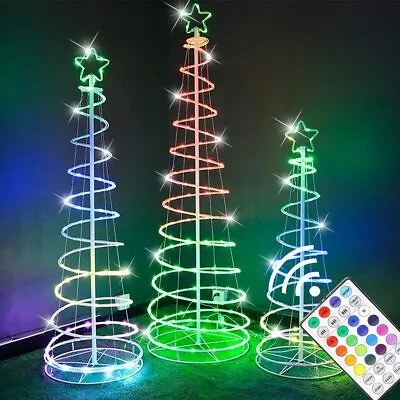 4/5/6 FT Spiral Rope Light Tree RGB Lighted Christmastree Light Xmas Party Decor • $50.99