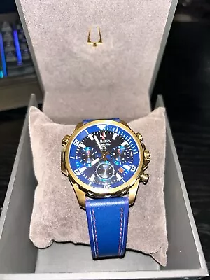 Bulova Marine Star Chronograph Blue Dial Men's Watch 97B168 • $179.88