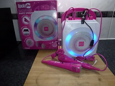 £19.95 • Buy RockJam 10 Watt Bluetooth Karaoke Machine 2 X Microphones & Flashing LED Lights
