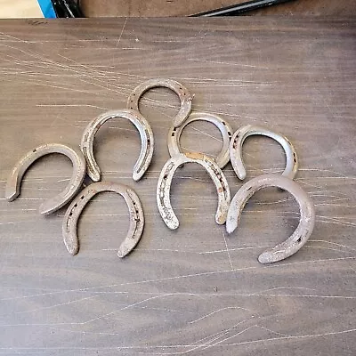 Vintage Used Horse Shoes Metal Mixed Lot Of 8 Some Nails • $12.06