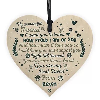 £2.95 • Buy Personalised Friendship Sign Wooden Heart Best Friend Birthday Gift Plaque Sign