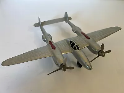 Vintage HUBLEY P-38 WWII Lockheed Lightning Die Cast Fighter Airplane (Silver) • $52.20