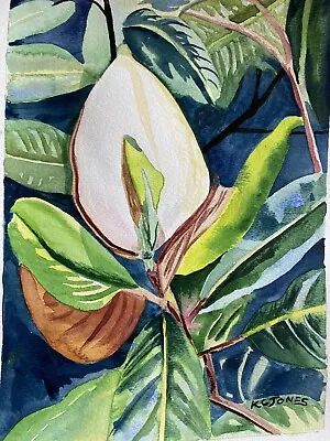 Painting Watercolor Original Art JONES MAGNOLIA BUD Framed Louisiana Mississippi • $395