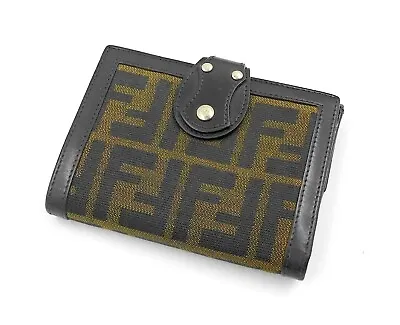  Authentic Vintage Fendi Zucca Brown Canvas Leather Woman Wallet • $220