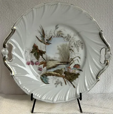 Antique C.T. Altwasser Germany 1875-1909 Beautiful Birds & Stream Serving Plate • $112.35