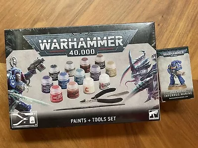 Warhammer 40K -Paints & Tools Set - Citadel - Games Workshop - Sealed + Figure • £8.50