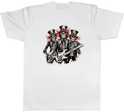 Skeleton Music Band Mens T-Shirt Rock N Roll Electric Guitar Tee Gift • £8.99