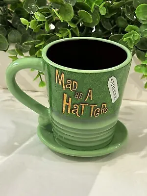 2Disney Mad Hatter Mug Alice Wonderland Mad As A Hatter Tea GREEN Coffee Mug Cup • $28