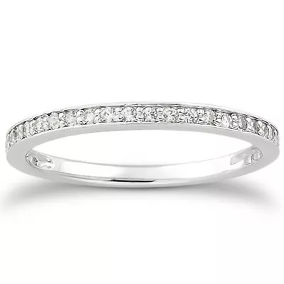 14k White Gold Micro-pave Diamond Wedding Ring Band Set 3/4 Around • $1135.99