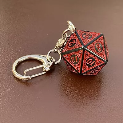 D20 Dice Keyring - Magic Burst - Red - Dice - Geek - Games Master - D&D. • £2.99